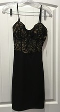 CHARLOTTE RUSSE COCKTAIL DRESS / BLACK & NUDE / LACE BODICE / SIZE S