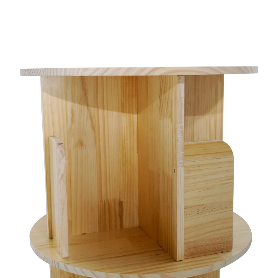 Small Rotating Bookshelf Wood Book Organizer for Living Room Bedroom Study Room - Image 3 of 4