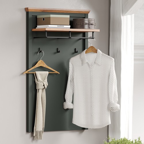 trendteam Garderobenpaneel Flurgarderobe Paneel Stanton Tannengrün 77 x 123 cm - Bild 3 von 5