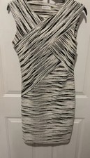 Calvin Klein Dress Women’s Brush Stripe Black Cream Sleeveless  Size 4