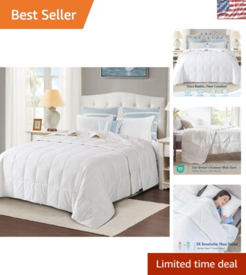 Extra Lightweight California King Down Comforter - Soft & Noiseless Summer Sleep