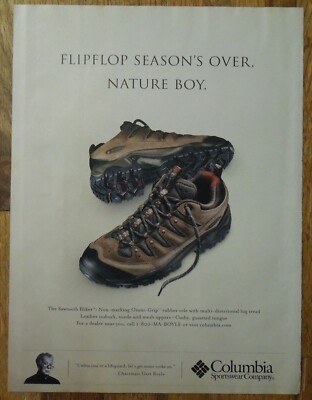 2003 COLUMBIA SPORTSWEAR Sawtooth Hiker Magazine Ad - Flipflop Seasons over
