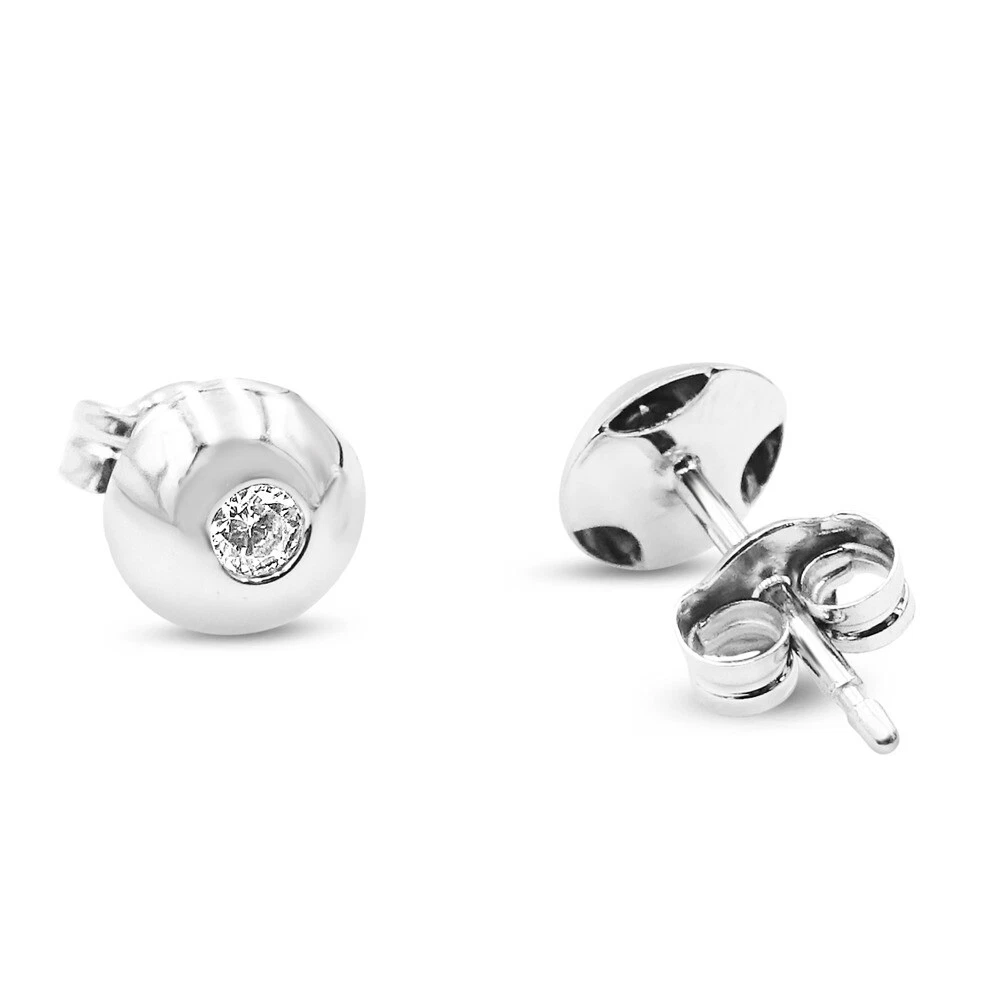 Supporti per orecchini semisfera 8mm anello e clip di sicurezza (5 paia