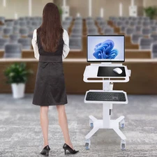 Adjustable Height Rolling Desk Computer Cart Mobile PC Laptop Workstation Table