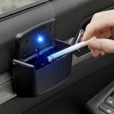 Car Ashtray With Led Light Auto Cigarette Smokeless Ash Tray with Cover Black