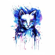 Flash Once Temporary Adhesive Tattoo Cat Blue Body Beach Party Gift