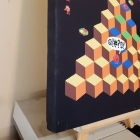Q*Bert wrapped canvas 11x11 inch NES wall art - Q Bert arcade game room