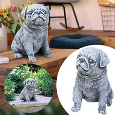 Garden Dog Statues Outdoor Decor Pug Dog Statue Adorable Sitting Dog present