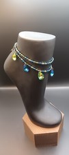 Anklet, Genuine,  Healing, Hematite, Blue, Green, Rhinestones, Spiritual Anklet