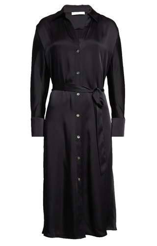 chinese dress ladies Vince Women's Leather Trim Shirt Dress, Black, XXS at Amazon Women's  Clothing store main image 1