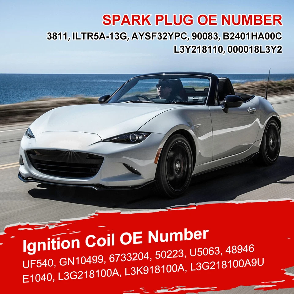 ✅Juego de 4 paquetes de bujías y bobinas para Mazda CX-7 GX Sport Utility 4 puertas 2,5 L Foto 2 de 4