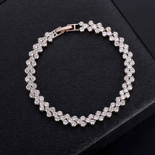 Women Fashion Roman Chain Clear Zircon Crystal Bangle Rhinestone Bracelet Gift - Picture 9 of 14