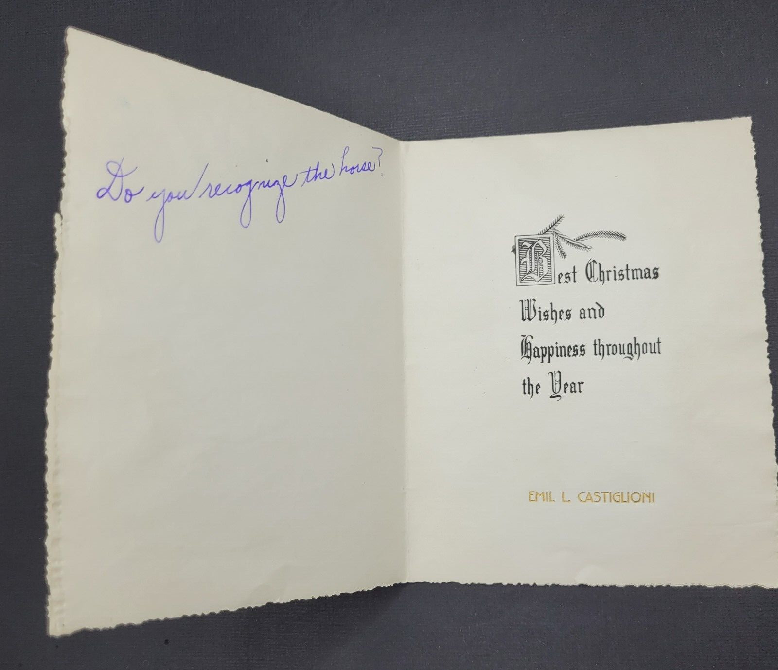 Cowboy and Horse Color Portrait The Seasons Greetings 1950s Christmas Card