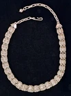 Vintage Costume Jewelry Silver-Tone Double Chain Design In Solid Back Setting