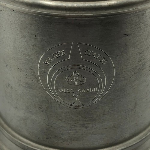 1977 Amoco Oil Mug Stein Cup Sales Award Pewter Vintage Employee Dented 5" Tall