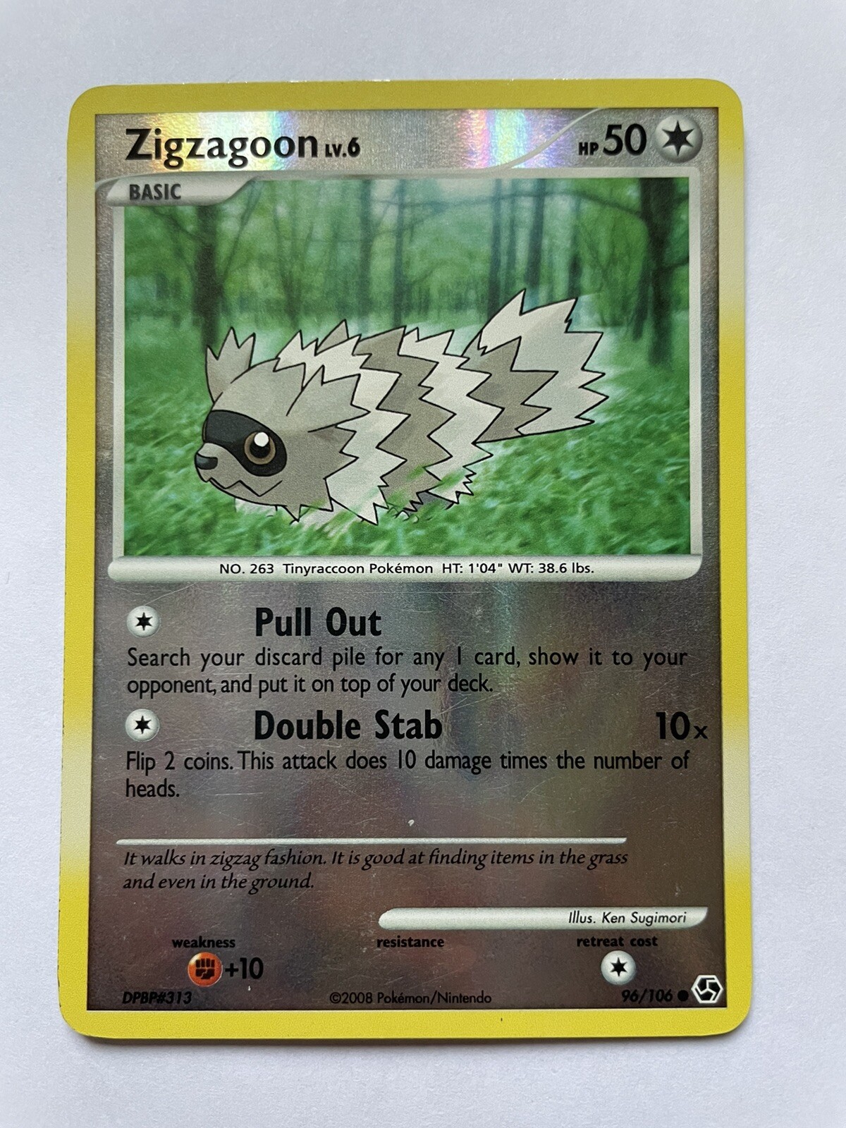 Zigzagoon 96/106 LP-NM Reverse Holo Common Great Encounters 2008 Pokemon TCG