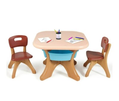 Table Set Kid Chair Activity Play Plastic Storage Desk Children Toddler Gift Fun