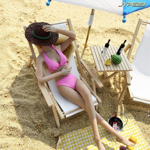 Maßstab 1:6 Puppenhaus Miniatur Strand Lounge Stuhl Möbel Holzornamente Garten - 第 3/11 張圖片