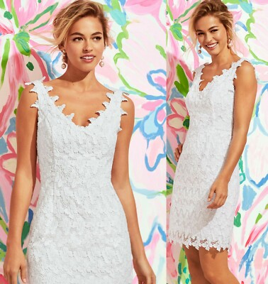 Lilly Pulitzer Reeve Resort White Papillion Butterfly Lace Shift Dress ...