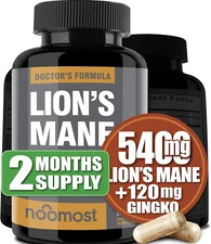 Organic Lions Mane Supplement Capsules 5400Mg, Ginkgo Biloba 120Mg – Vegan Li...