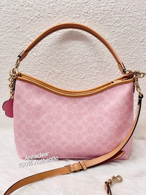 NWT Coach Gold/Powder Pink Laurel Shoulder Bag With Charms CEL12