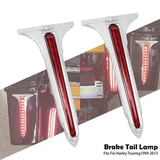Chrome Rear Saddlebag LED Brake Tail Light Red Lens For Harley 94-2013 Road King