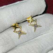 2Ct Round Cut Lab Created Diamond Women's Stud Star 14K Yellow Gold Plated