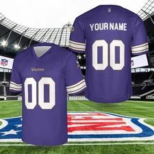 Custom Personalized, Vikingss Team Football AOP Jersey #1, Lot S-5XL