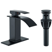 Black Waterfall Bathroom Sink Faucet Single Handle 3 Hole Basin Vanity Mixer Tap