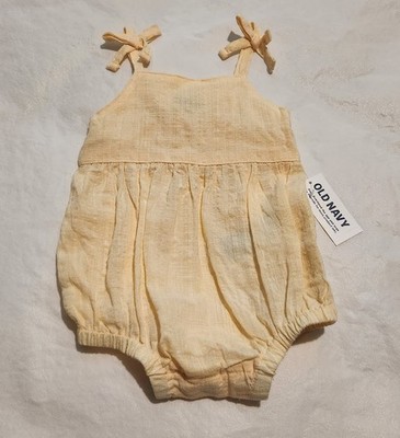 NWT Old Navy Yellow Tie Shoulder Sleeveless Bubble Romper One Piece Baby Girl