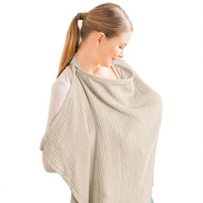 Cotton Muslin Nursing Cover with Rigid Hoop Lightweight Breastfeeding Apron