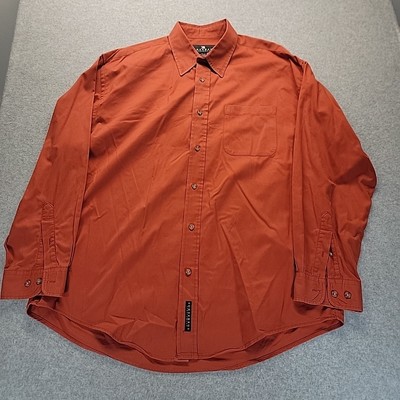Consensus Sportswear Men's Long Sleeve Button Down Shirt Orange Size L