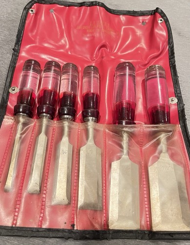 Vintage Set Of 6 Swedish LUDELL chisel SET 1/4 - 1/2 - 1 - 1 1/4 -1 1/2 Rare - Picture 1 of 14