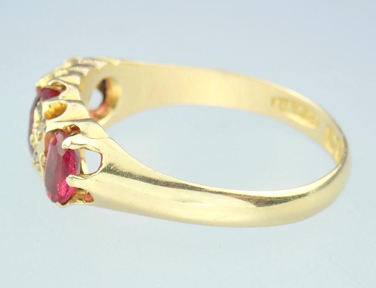 Pretty Antique Art Deco Solid 18K Gold Ruby Diamo… - image 6