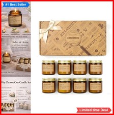 Scented Candles 8 Pack Soy Wax Gift Set 28oz Amber Jar Aromatherapy For