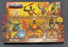 MOTU Origins Rulers of the Sun Sun-Man Pig-Head Space Sumo 40th Exclusive 3-Pack