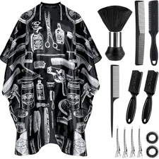 Capa de barbero profesional con plumero y cepillo para el cuello, corte de pelo