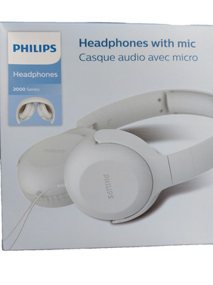 Philips 2000 Series Headphones Kopfhörer TAUH201 mit Mikrofon und Kabel weiß NEU