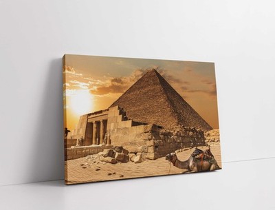 Pyramide von Khufu, Gizeh, Ägypten. Kamel. Leinwandbild. wanddeko