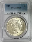1923 Silver Peace Dollar, PCGS MS-64, Slight Golden Color!
