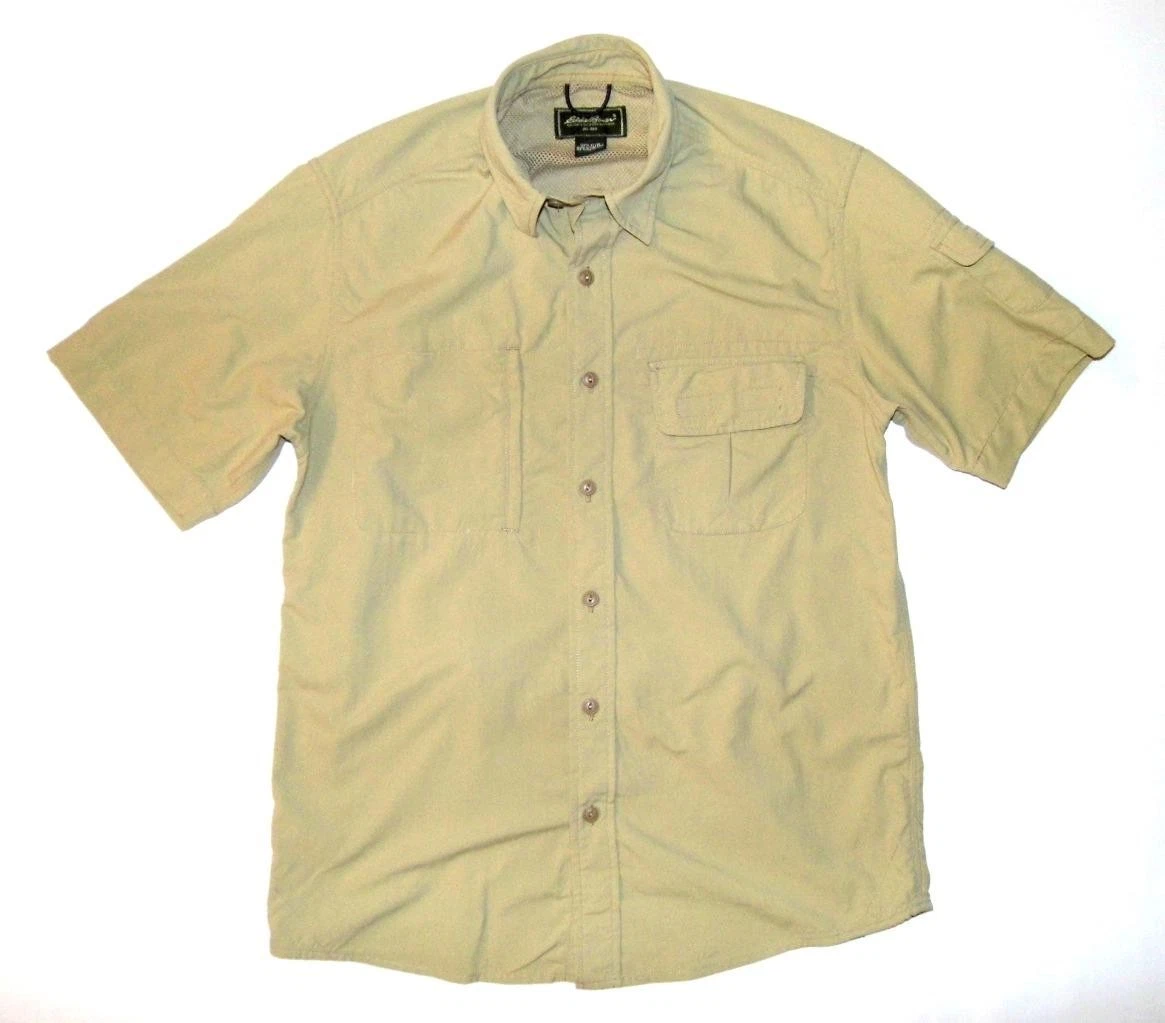 Eddie Bauer - Men's Nylon S/S Utility Shirt - Small - Khaki Brown Fishing Hiking