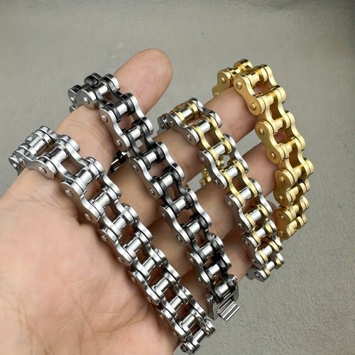 Men's Punk Rock Stainless Steel Chain Bracelet Biker Motorcycle Bike Jewelry UK