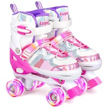 Luyata Roller Skates for Girls Boys Adjustable, 4 Size Ages 6-12  3-5, Kids Rol