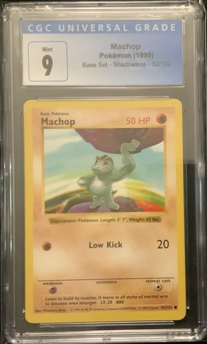 Machop (Shadowless) graded CGC 9 for sale on eBay
