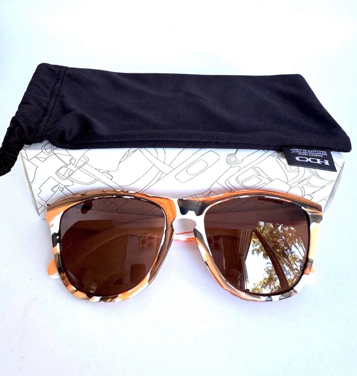 Oakley Custom Frogskins White Orange and Brown Paint with Brown