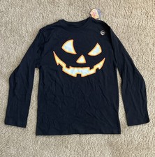 Boys 2XL Jack O Lantern Black T Shirt Glow In The Dark