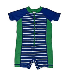 Hanna Andersson Rash Guard Swimsuit Striped Blue Green Size 75 cm/12-18 months
