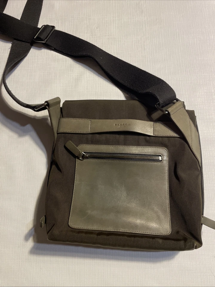 Bolso Bandolera Skagen Dinamarca Unisex Cuero/Lona Verde/Negro Foto 3 de 4