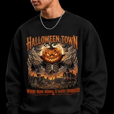 Halloween Town Sweatshirt Hoodie, Vintage Pumpkin Skeleton Shirt