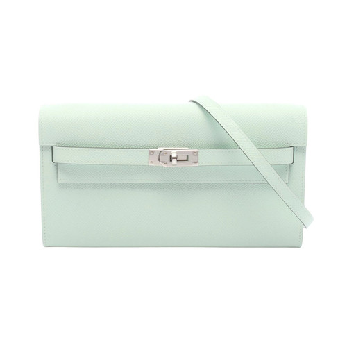 Hermes Kelly to Go Shoulder Bag Epsom Leather Silver Green Women's #MMB12066